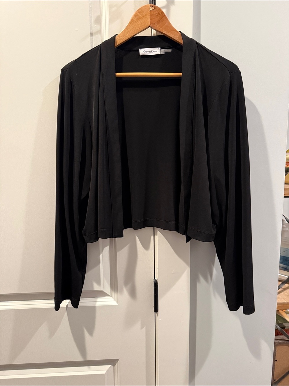 Calvin Klein Black Draped Open-Front shrug